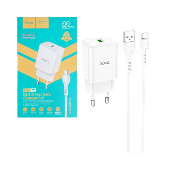 Hoco Charger N26 Micro with QuickCharge 3.0 White Hoco Charger N26 Micro with QuickCharge 3.0 White